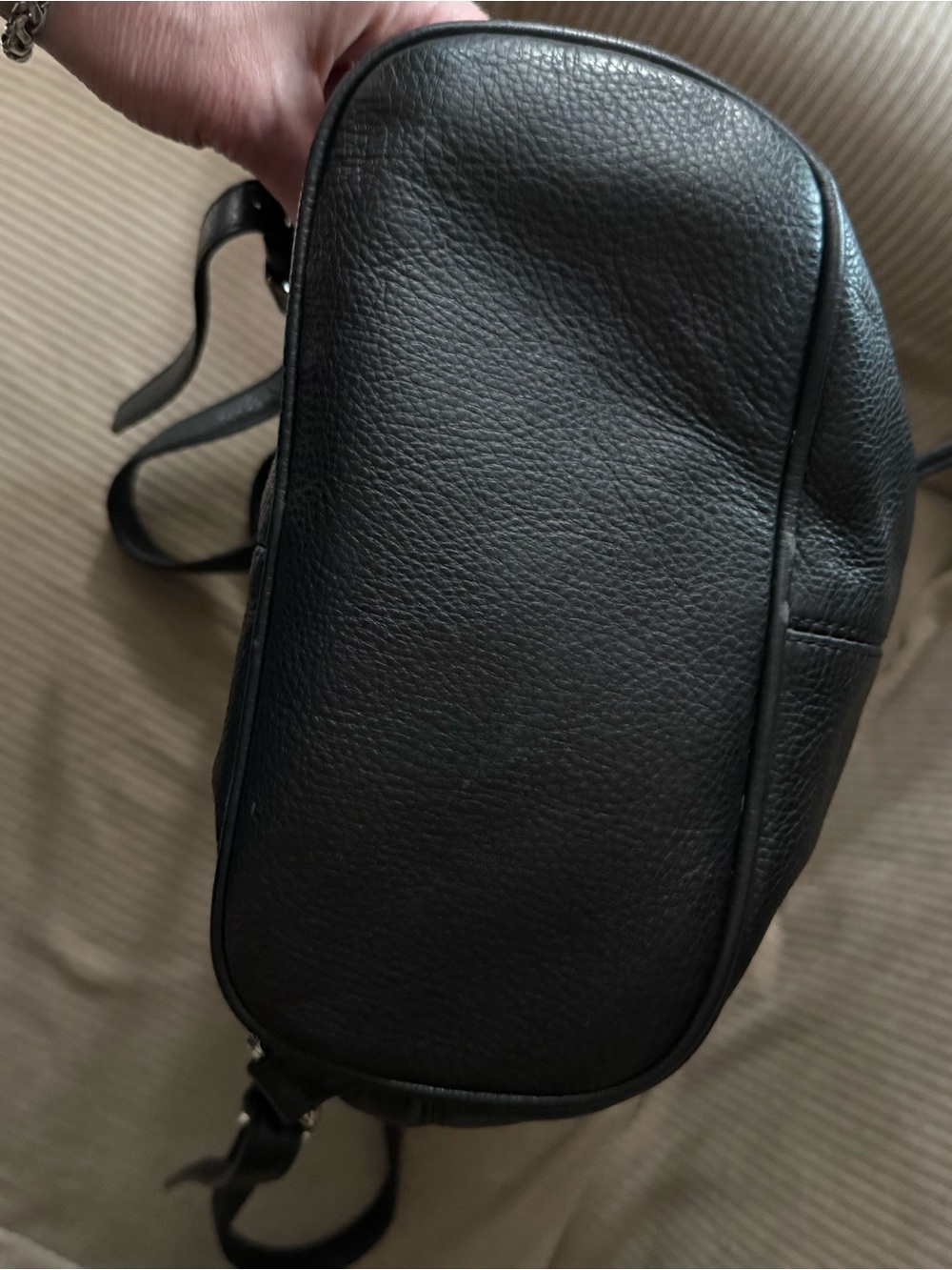 PRICE REDUCED! AUTHENTIC Coach Black Pebbled Leather Drawstring Mini Backpack - Picture 2 of 6